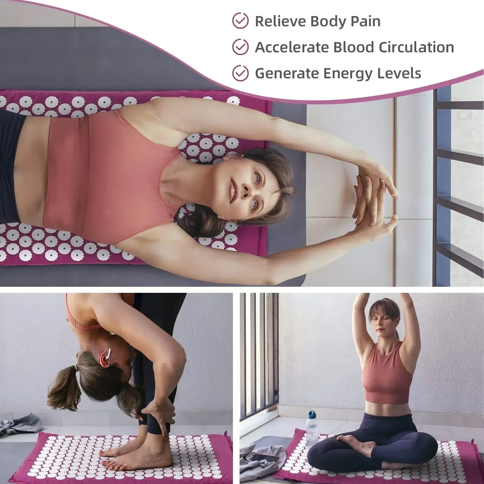 1PC/SET Massager Cushion Acupressure Mat Pillow Relieve Stress Back Pain Massage for Acupuncture Yoga Muscle Relaxation