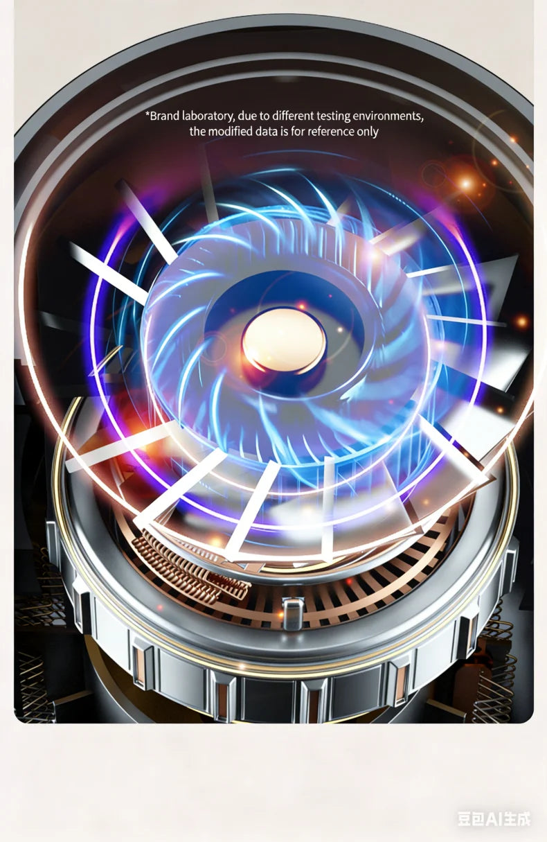 Powerful 1800W hair dryer motor with metallic silver design, showcasing internal fan mechanics and LED airflow detail.