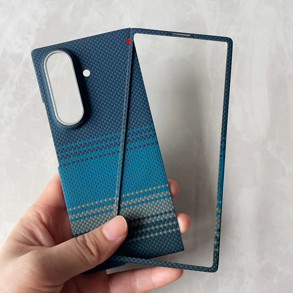 Samsung Galaxy Z Fold 7 Carbon Fiber Case - Slim Magsafe Cover Blue(Mag) Set Tidesmit
