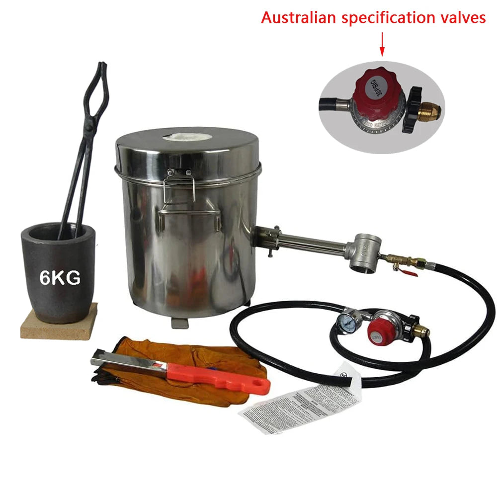 LSMIITTH 6 KG Gas Metal Melting Furnace Smelting Kit Propane Forge Casting Tool Foundry Refiner Smelter For Brass Gold Silver
