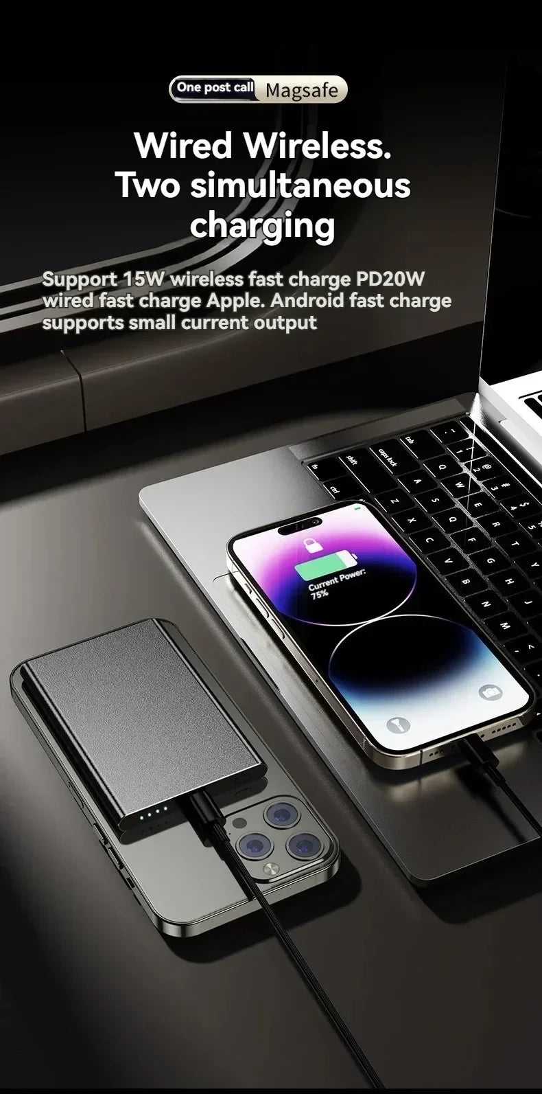 Magnetic Wireless Fast Charging Power Bank - 20000mAh Portable Battery Tidesmit