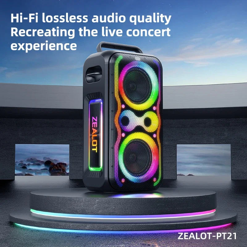 Zealot-PT21 Large Portable Bluetooth Speaker Loudest，200W Deep Bass, V5.3 Big Party Boombox Wireless Speaker For Camping Hiking