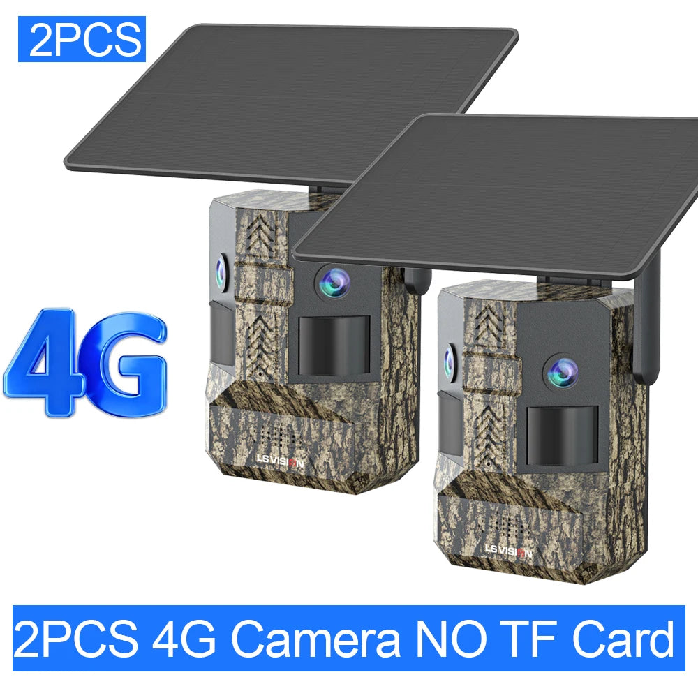 2PCS 4G LTE Cellular Trail Cameras Dual Screen Dual PIR Outdoor Hunting Wildlife Cameras AI Animal Recognition 0.2s Trigger UCON