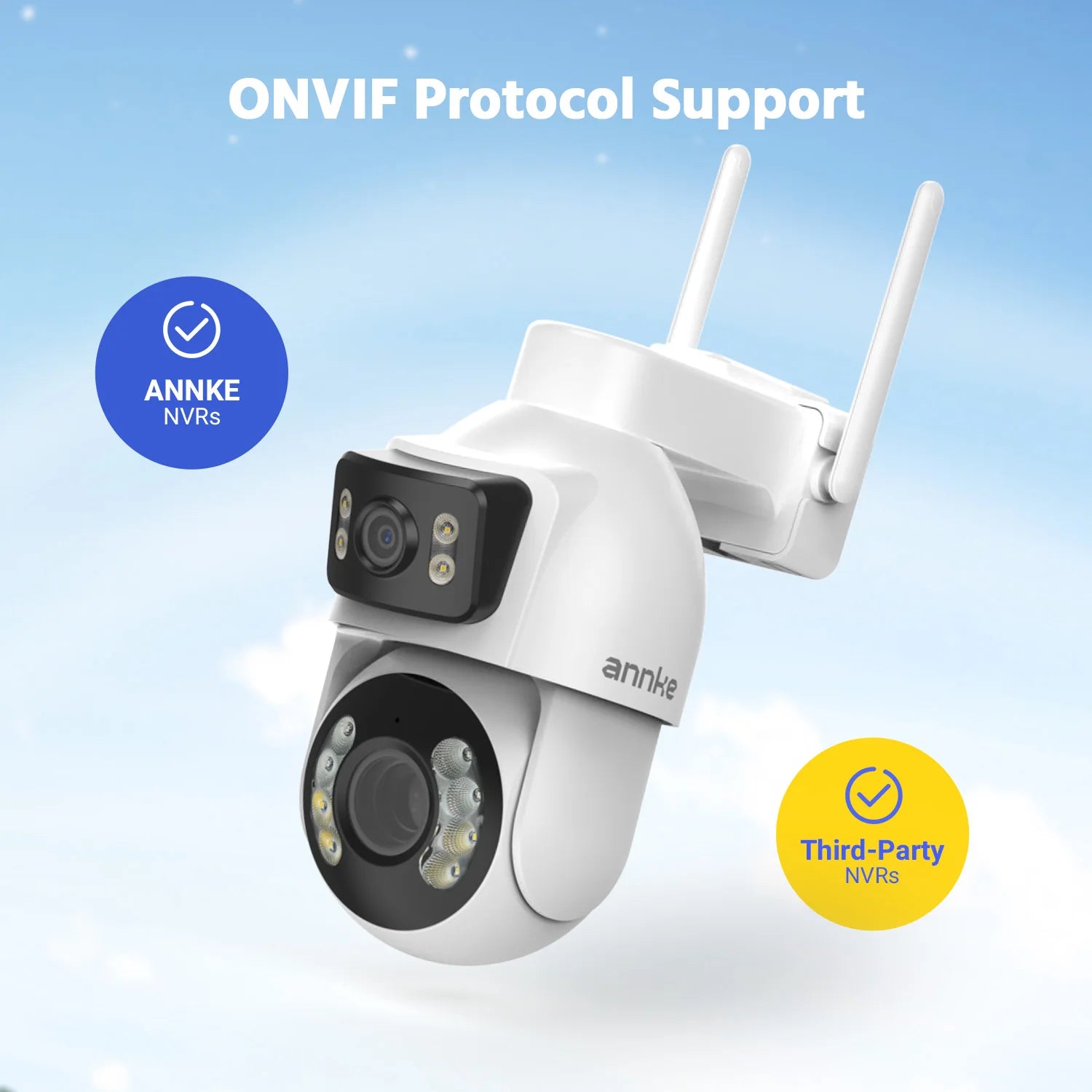 ANNKE WCD1012 10MP Dual-Lens PTZ Security Camera 12X Zoom Wifi Camera AI Human Tracking 1/2/4 PCS 2.4G Wireless Camera Outdoor