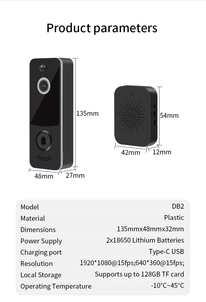 2.4G WIFI Video Doorbell 1080P TTLOCK Outdoor Security Protection Wireless infrared night vision Intercom Camera Ringing Bell
