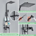Rainfall Bathroom Shower Faucet Kit With Bidet Wall Mounted Stainless Steel Hot Cold Water Mixer Tap System With Rack,Tub Spout