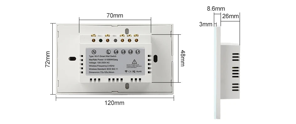 433 MHz WiFi Tuya Smart Remote Control Touch Light Switch RF for Lights Australia US BR IL Alexa 220V With No Null 1 2 3 4 Gang