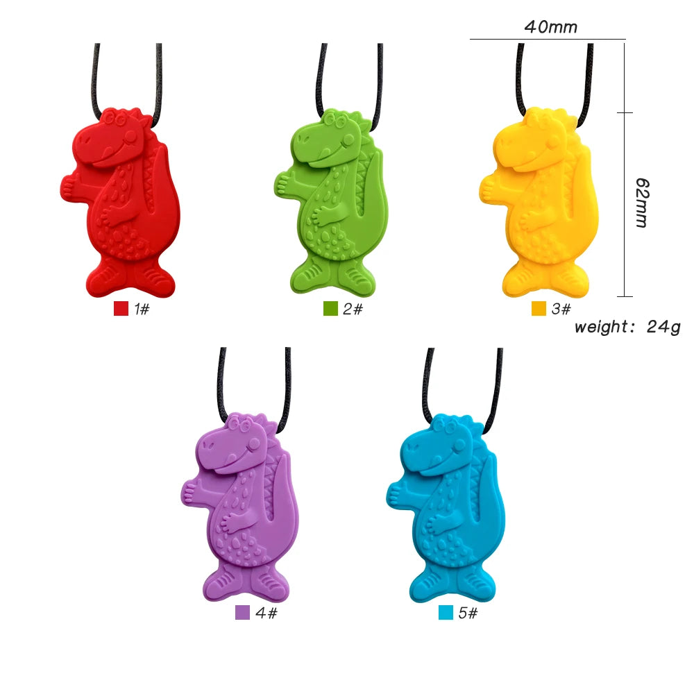 Gem Silicone Teethers Crystal Chew Necklace Sensory Pandent Chewing Toy for Kids Boys Girls Autism