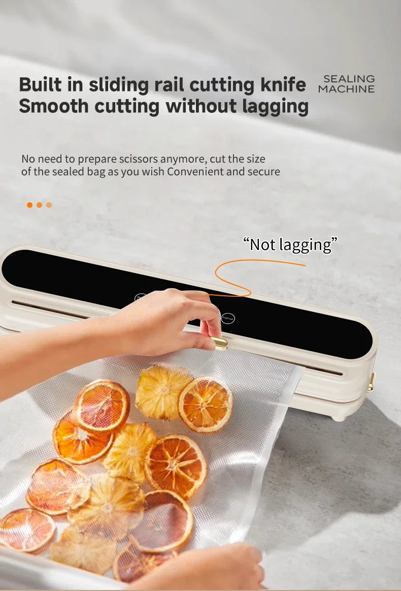 2026 New Electric Vacuum Sealer Built‑in Cutter Dry Wet Mode Automatic Food Sealer Kitchen Food Preservation Packaging Machine