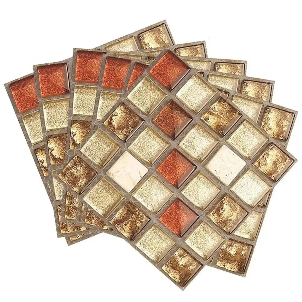 20pcs/set New Self Adhesive Wall Sticker Waterproof Flat 3D Mosaic Tile Wallpaper Oil Resistant Art Decals For Living Room