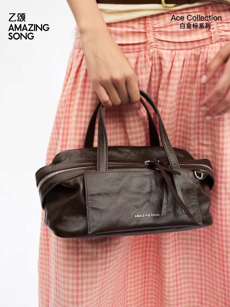 Amazing Song Original Design Cheese Roll Pillow Bag Small Top Grain Leather 2026 New Fashionable Women's bags