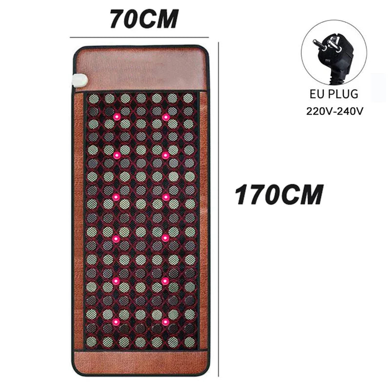 PEMF Therapy Mat with Infrared Heat - Deep Tissue Jade Germanium Pad Massage Cushion 220V EU Plug Tidesmit