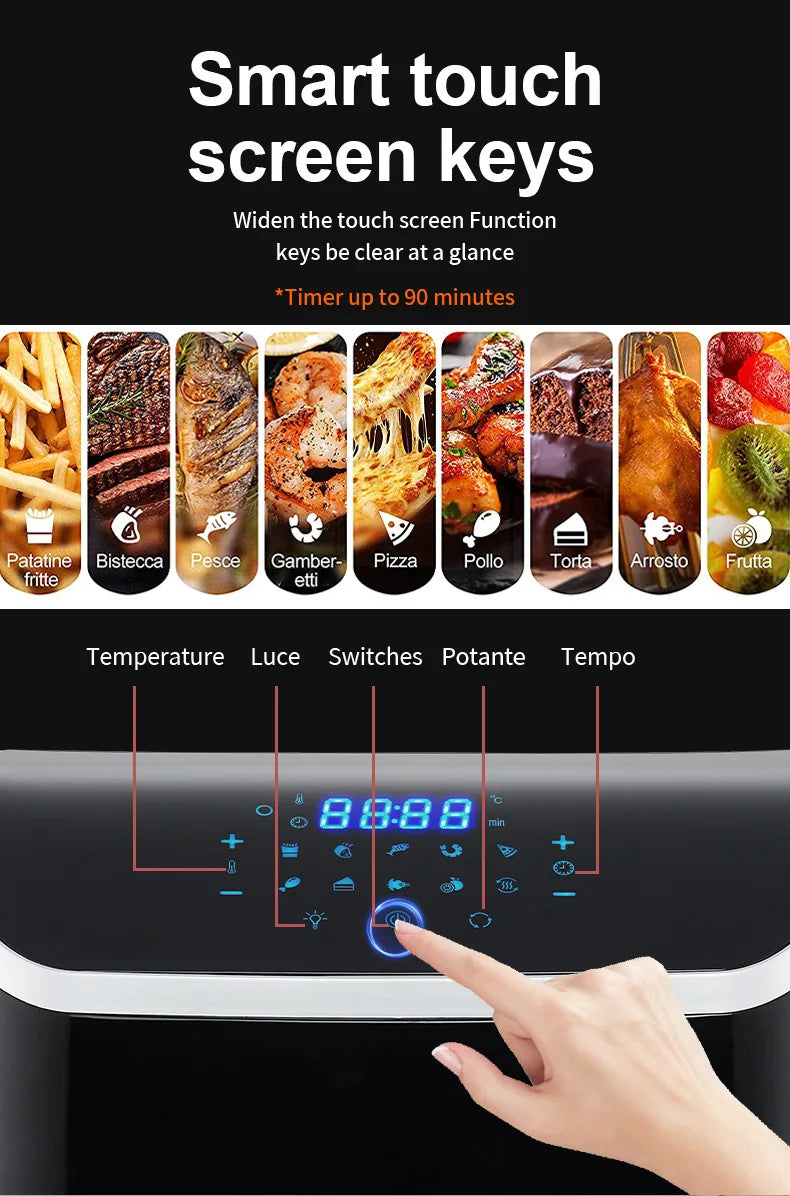 Airo Factory Can Customize Large Capacity air Fryer Touch air Fryer No Oil Smoke Fries Electromechanical Oven