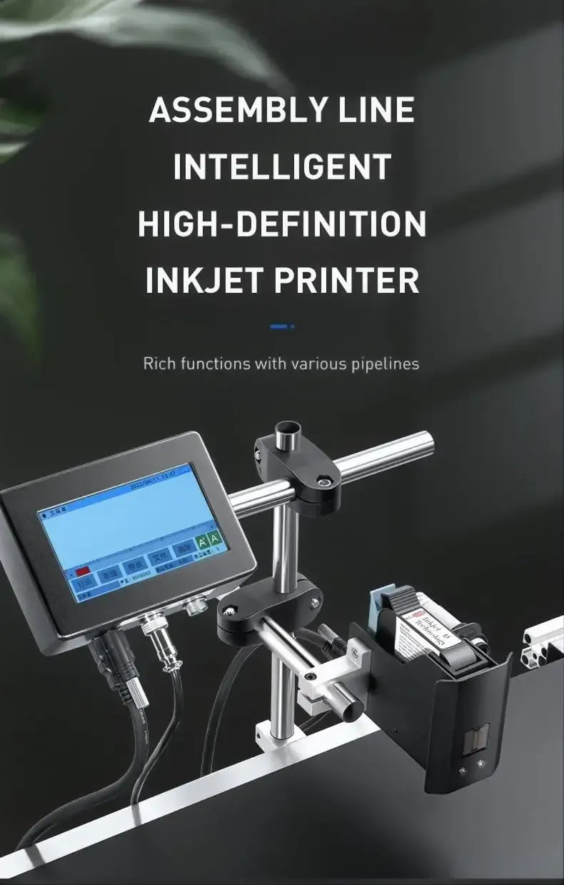 Inkjet printer with touchscreen and print head bracket for assembly line labeling