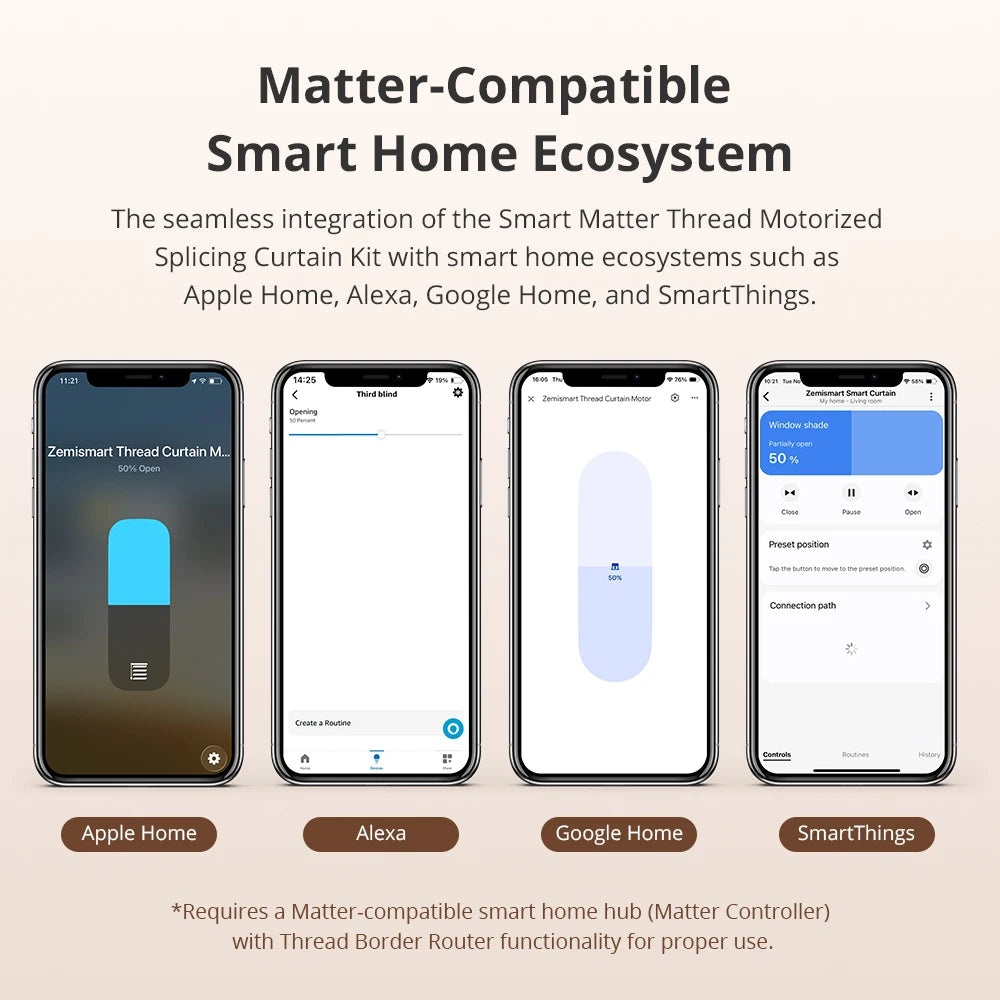 Matter Thread Smart Electric Curtain Motor for Automated Home Track Systems Tidesmit
