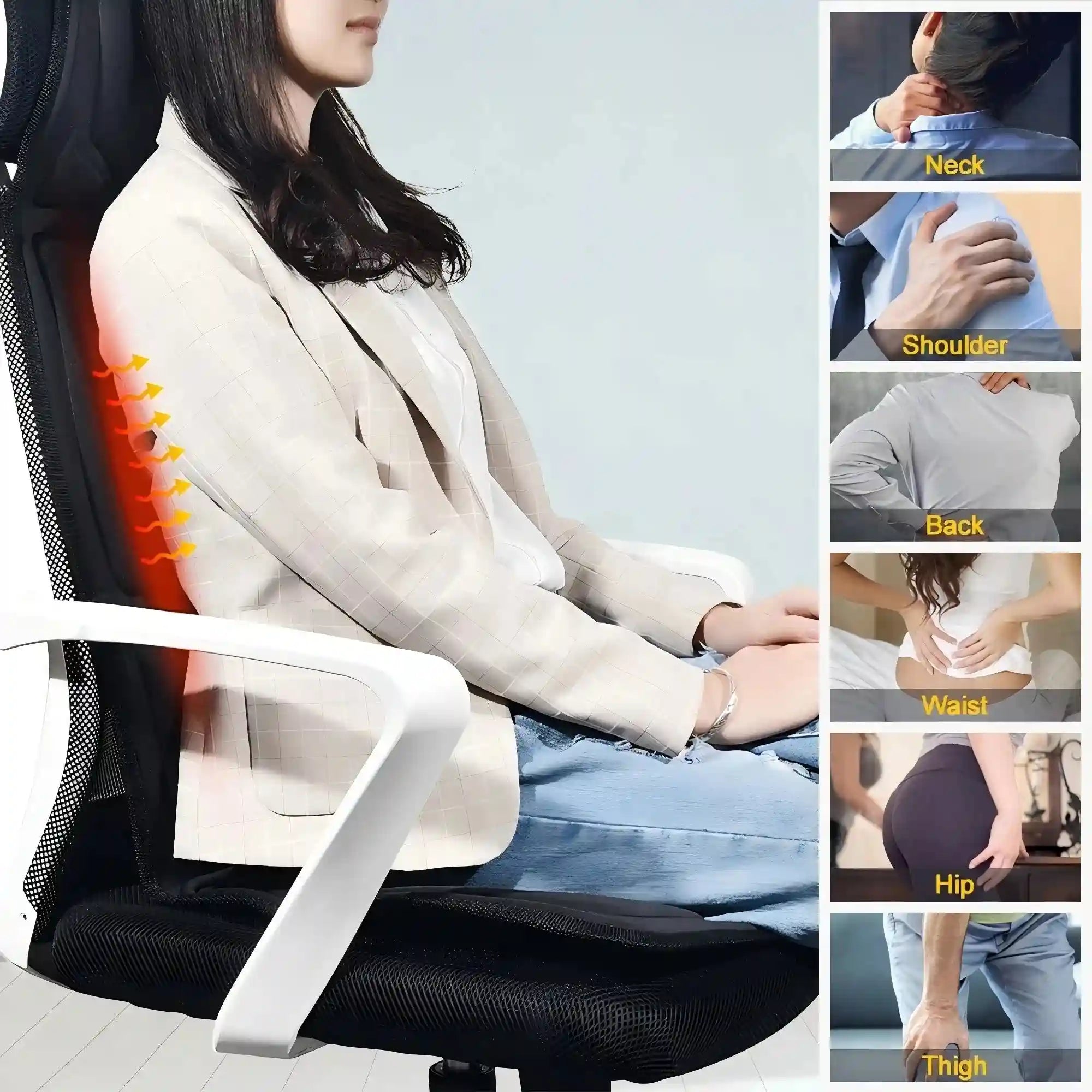 Massage Seat Cushion with Heat for Deep Tissue Muscle Relief - Tidesmit Massage Cushion Tidesmit