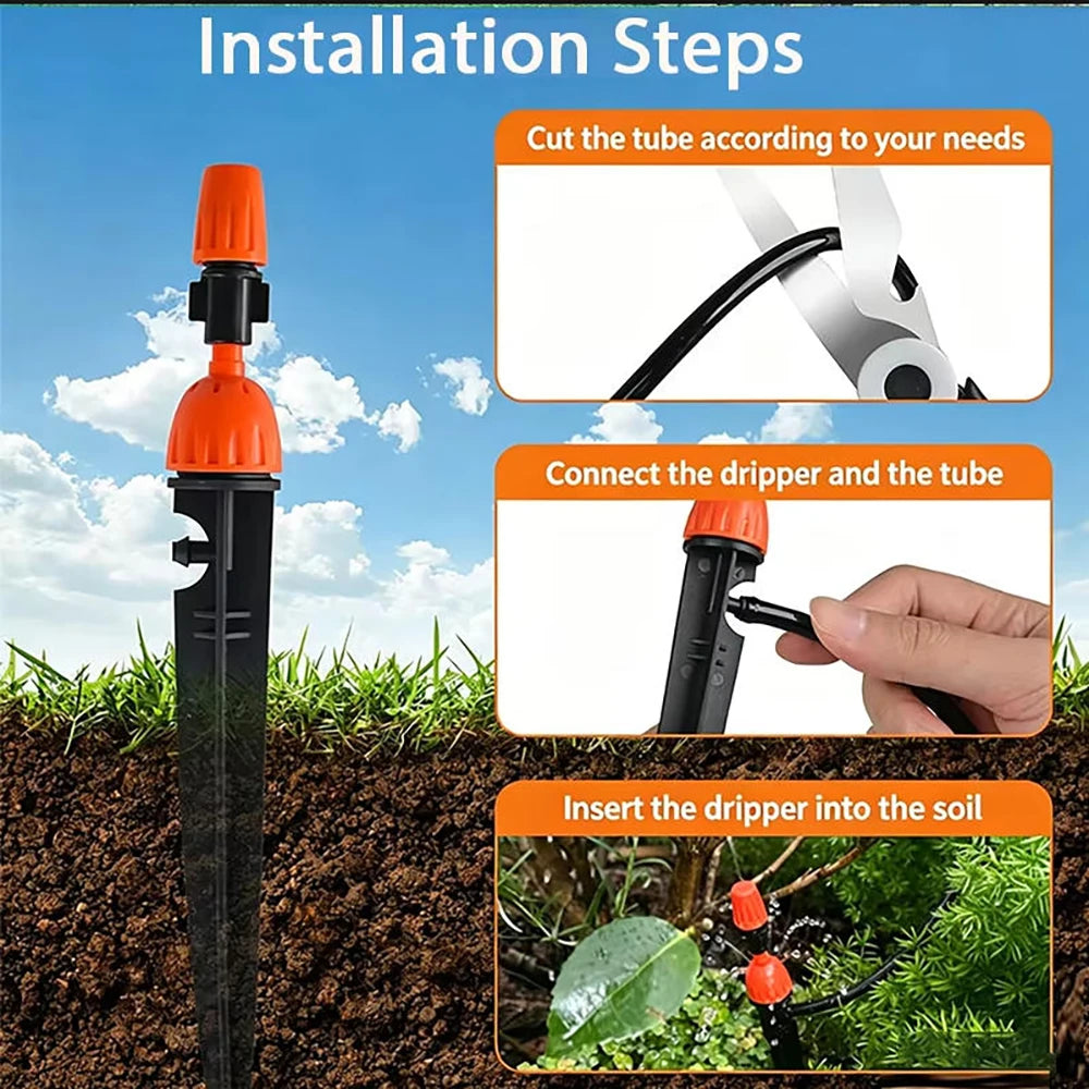 2in1 Adjustable Dripper Sprinkler Stake Nozzle Irrigation Emitter for 4/7mm Micro Tube Garden Yard Greenhouse Lawn Watering Sy