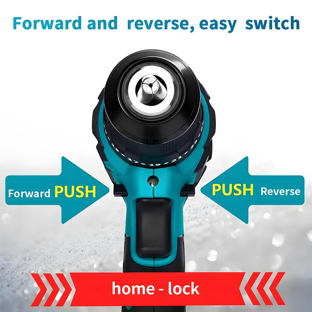 Podofo 10mm Cordless Impact Hammer Drill Drill Driver Stepless Speed High Torque Handheld Rechargeable Power Drill For Wood Metal Drilling Screw Driving Home Repair Power Tool