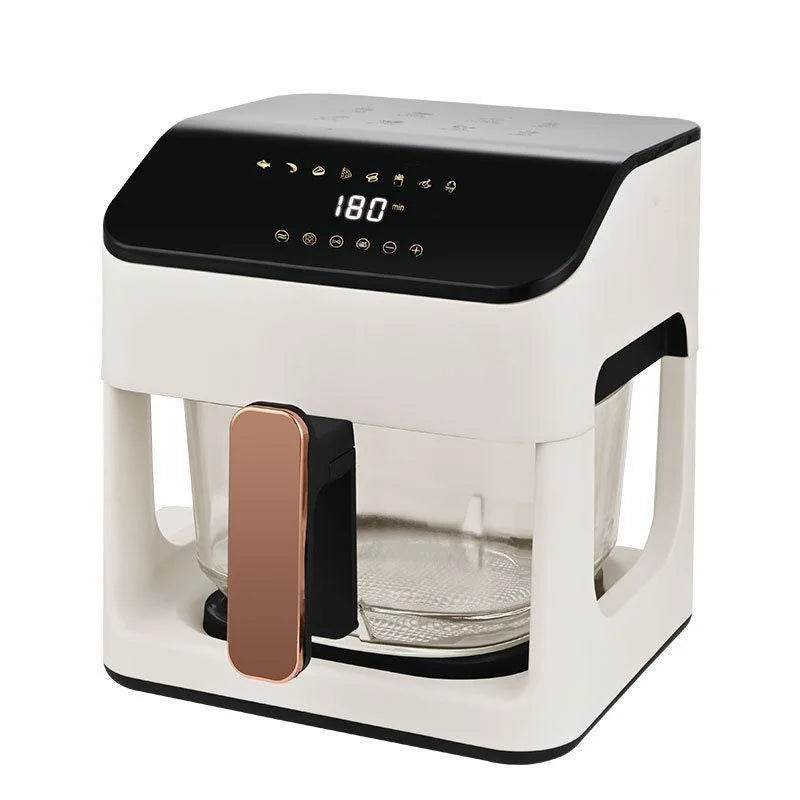 8.5L Smart Air Fryer Household 1350W Pull-out Transparent Glass Pot 360 Degree Hot Air Circulation 220V