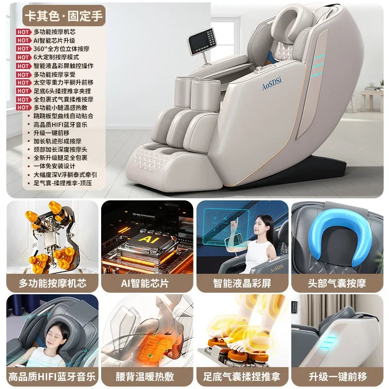 Full Body Zero Gravity Massage Chair - White Ash Space Capsule Massage Chairs Tidesmit