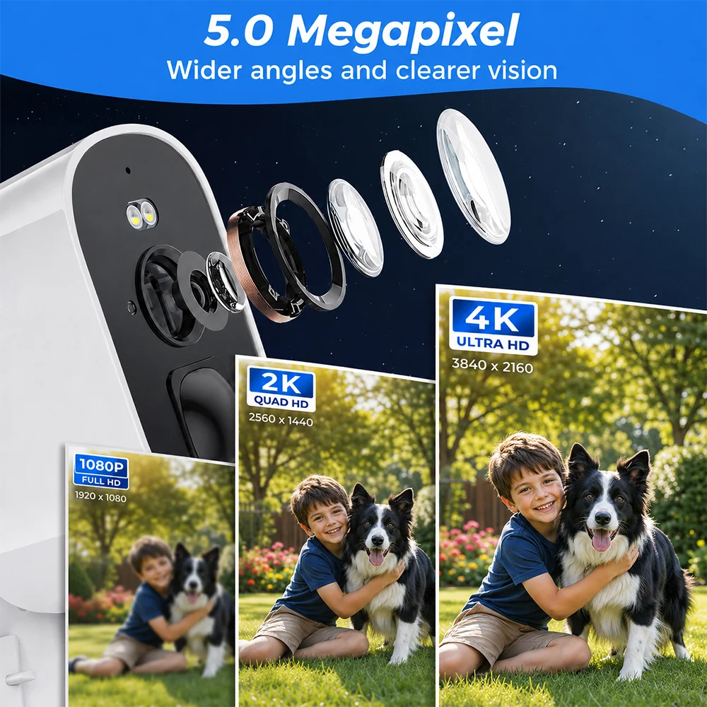 4K Wireless Battery Powered Cameras Outdoor Magnetic 5MP Indoor for Home Security Smart Motion Detection  CCTV IP Camera