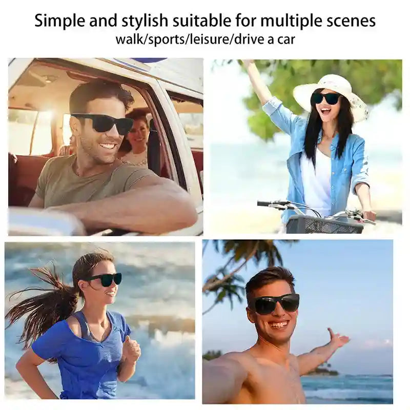 Smart Bluetooth Audio Sunglasses - Wireless Hands-Free Spatial Audio Black Tidesmit