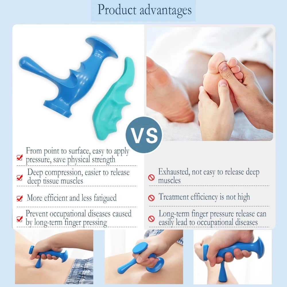 Trigger Point Massage Tool for Deep Tissue Relief - 2 Pack Blue Relaxation Treatment Tidesmit