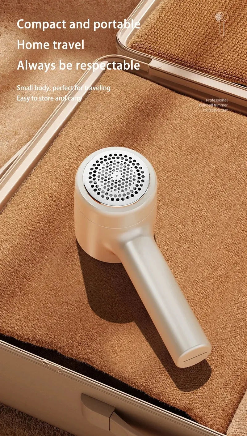 Tidesmit rechargeable lint remover and fabric shaver for removing hair balls from clothing, carpets, and upholstery.