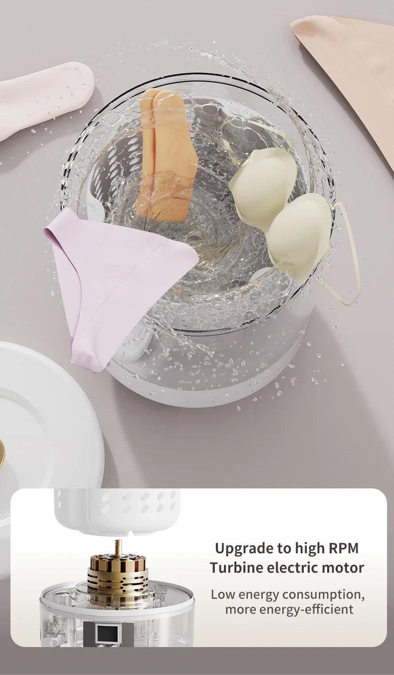 Tidesmit 3L mini portable washing machine with built-in spin dryer for underwear and socks, travel laundry appliance