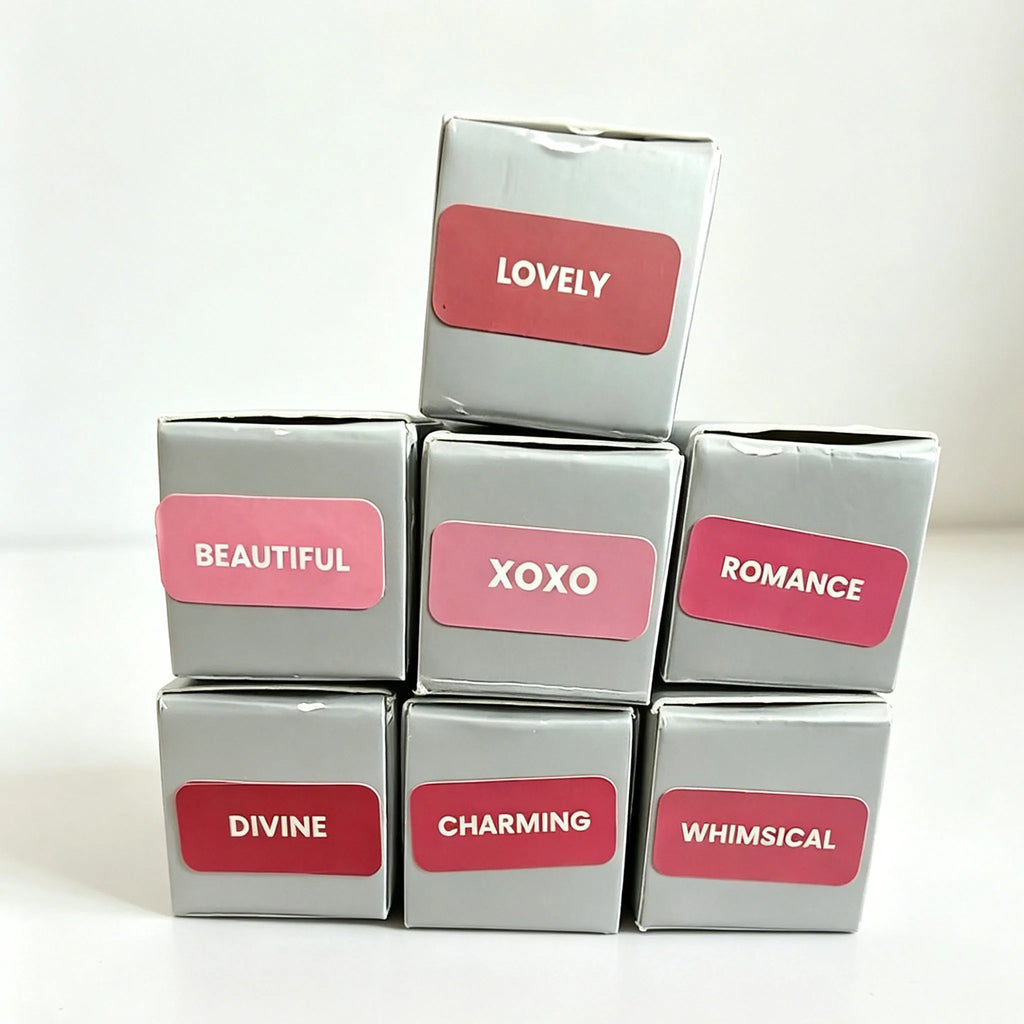 Wonderskin peel-off lip stain boxes in various pink shades, long-lasting waterproof lip makeup set.