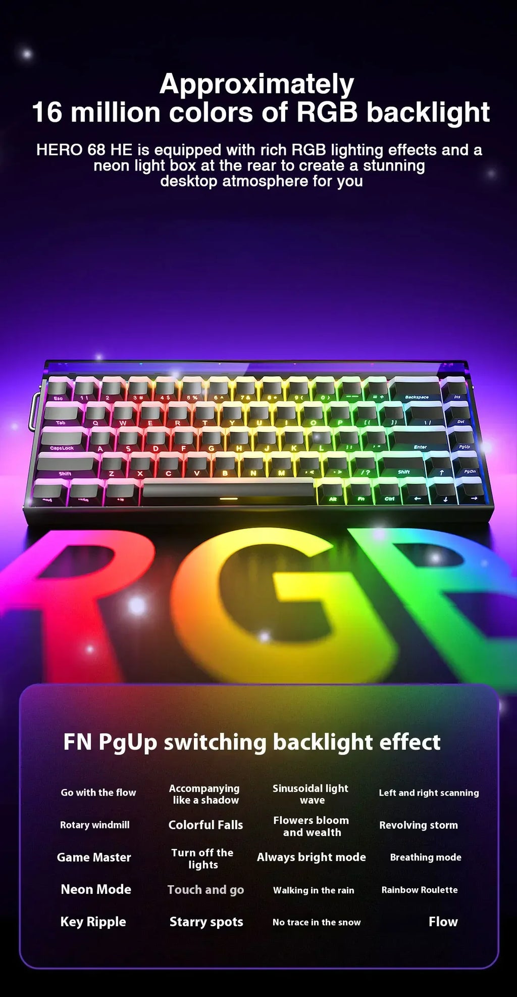 AULA HERO 68 HE E-sports Gaming Magnetic Switch Keyboard 60% Wired RGB Hot Swap 8K Return Rate Custom Mechanical Keyboard