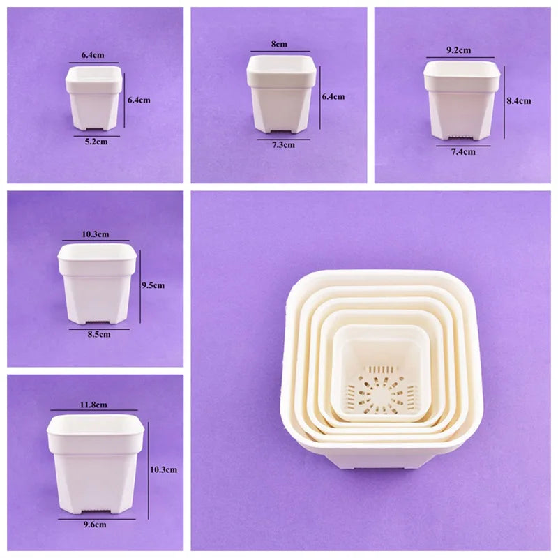 2-5PCS Quality Thicken Flower Pots ，Succulents Plant Square Flowerpots Nursery Grow Container Cactus Pot Planter Garden Supplies