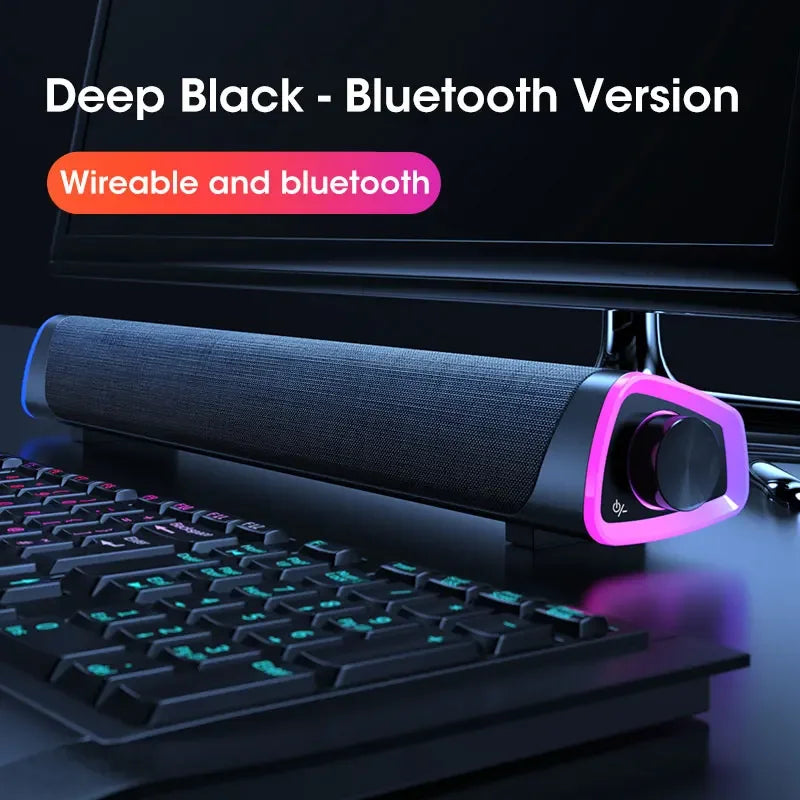 Tidesmit Computer Speaker Bar with 4D Stereo Subwoofer for PC & Laptop Bluetooth Black Speaker Tidesmit