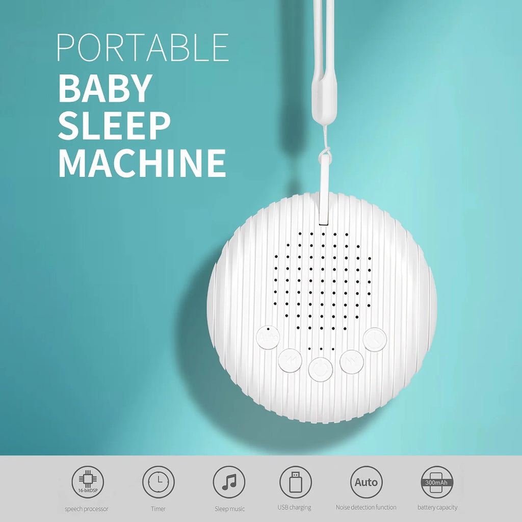 Portable Baby Sleep Machine White Noise Sound Machine 10 Soothing Sounds 15/30/60min Timer Volume Adjustable Built-in Battery