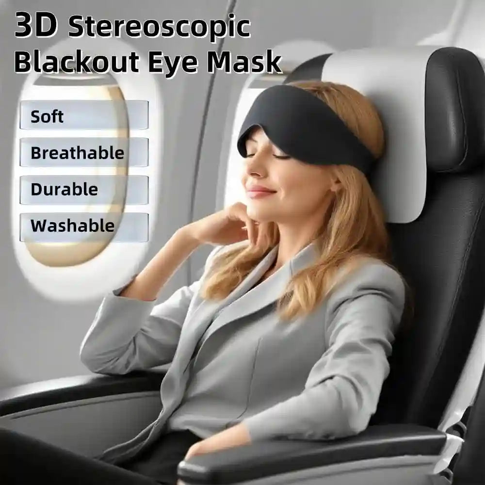 3D Contour Sleep Mask with Earplugs | Light Blocking Eye Cover Eye Massage Instrument Tidesmit