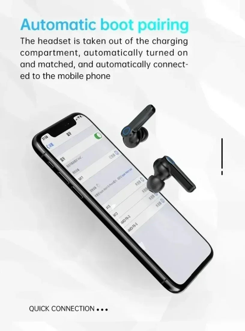 Tidesmit Bluetooth Wireless Earbuds with LED Display – Black Tidesmit