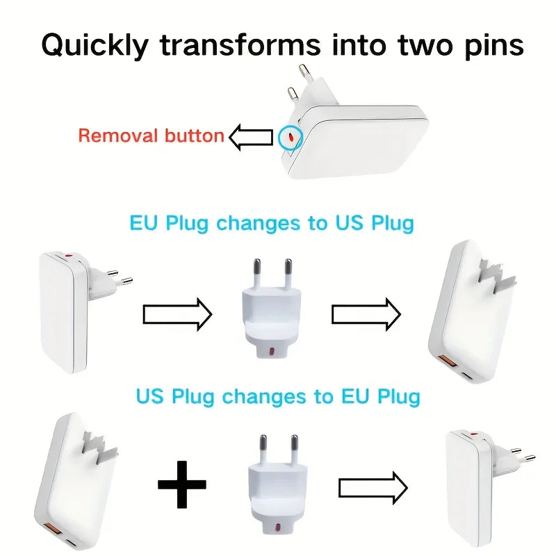 65W GaN USB-C Wall Charger - Slim Dual Port Fast Charging Adapter Tidesmit