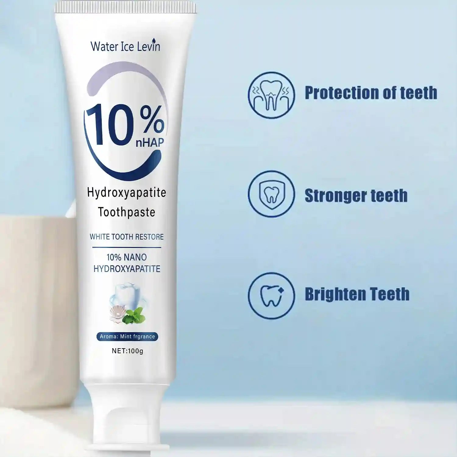 Tidesmit 10% Nano Hydroxyapatite Toothpaste for enamel repair and daily teeth whitening in 100g tube.
