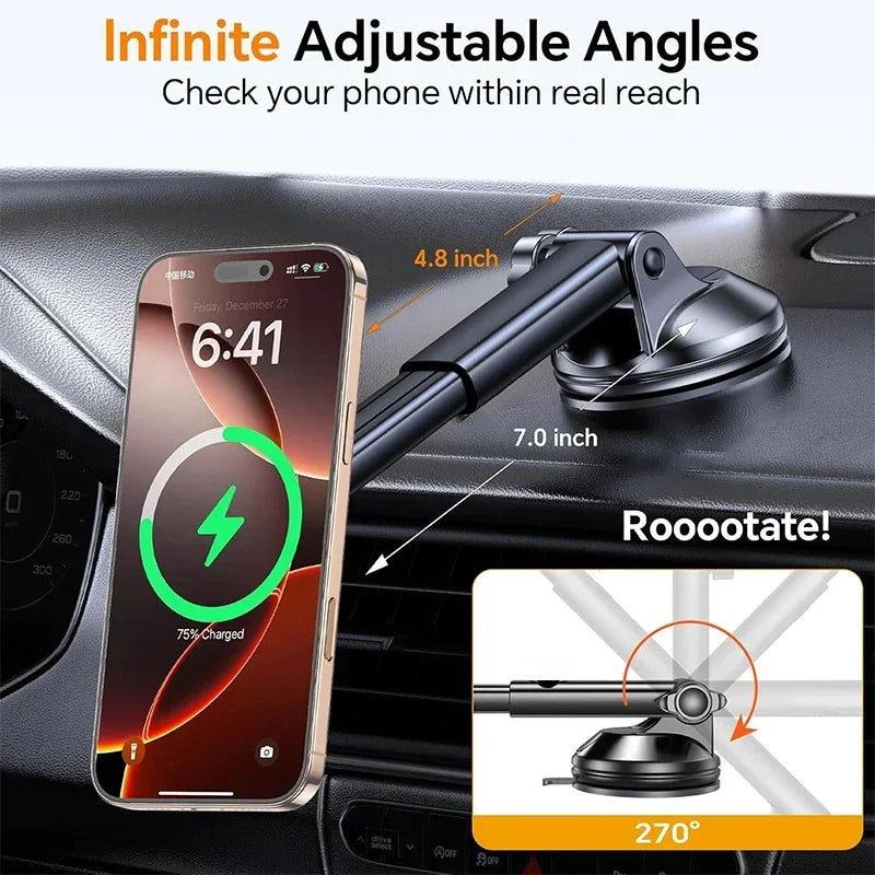 Magnetic Wireless Car Charger | Qi Certified 15W Fast Charge Black Tidesmit