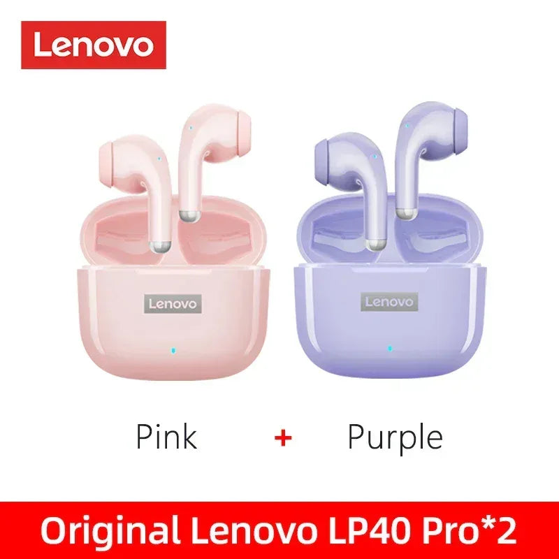 Lenovo LP40 Pro TWS Wireless Earphones Bluetooth 5.1 | Tidesmit 1 Pink 1 Pluple Tidesmit