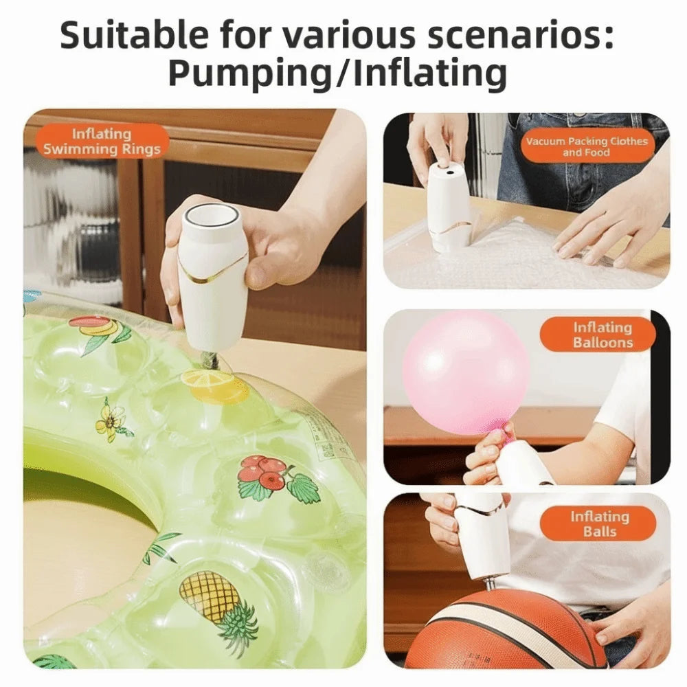 Wireless Electric Vacuum Sealer Pump Space Saving Labor Saving Vacuum Bag Pump Rechargeable Handheld
