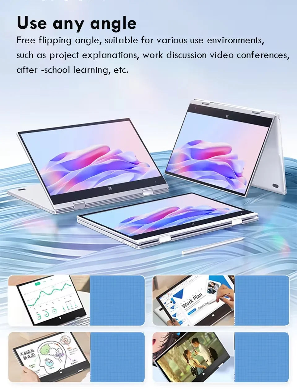 Touch Screen Notebook Portable 2 in 1 Laptop Computer Intel Core i7-8500Y / N4020 11.6 Inch Windows 11 Pro Tablet PC Computer