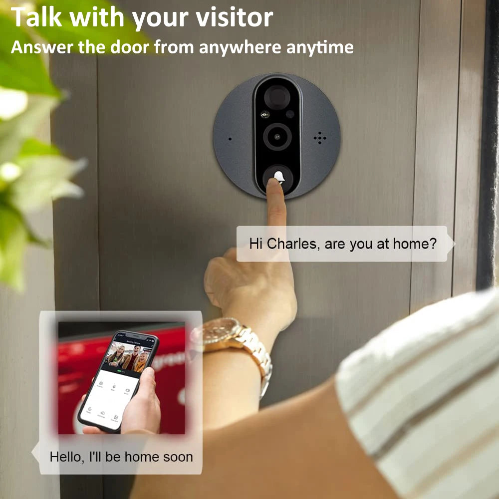 Yuezhe Tuya 3MP Peephole Smart WiFi Doorbell with Camera 4.3inch 1080P Eye 5000mAh PIR Motion Alarm Alexa Bell for Home
