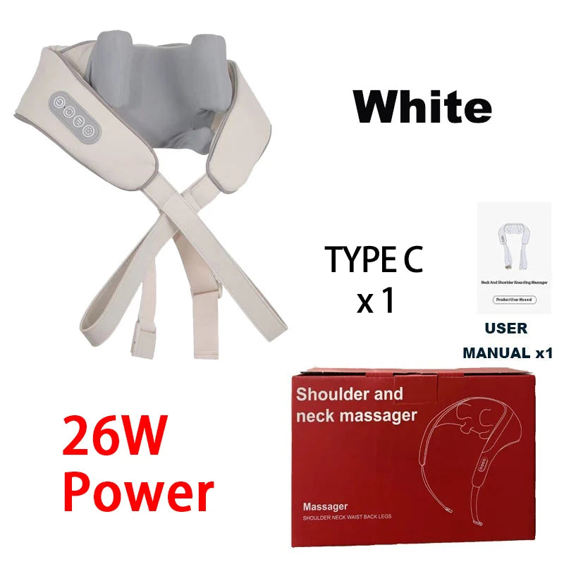 Shiatsu Neck and Shoulder Massager with Heat - Tidesmit Pro Series Relaxation Treatment GEN2-26W-WHITE Tidesmit