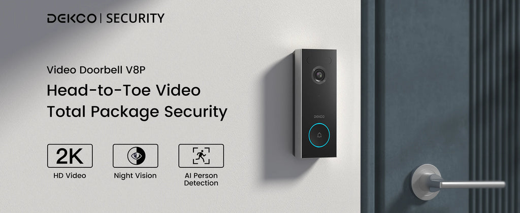 Dekco 3MP WiFi Doorbell 5000 mAh Battery Wireless Video Intercom AI Human Detection 2-way Audio Smart Door Bell Support Alexa