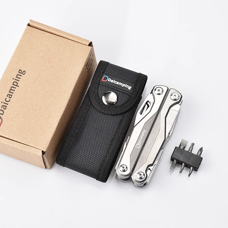 Daicamping DL7 Titanium Alloy Handle Outdoor Camping Multitools Set Folding Knife Scissor EDC Multi Tools Pliers Hand Tools Set