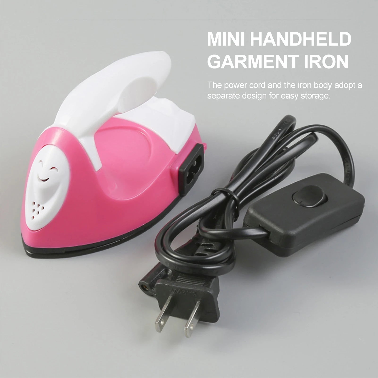 Tidesmit portable mini handheld garment iron with non-stick plate for DIY crafts and travel, US plug angle view