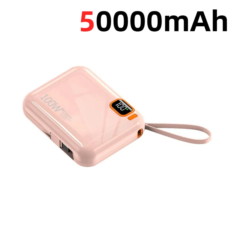 Tidesmit 50000mAh Fast Charging Power Bank with Detachable Cable Pink 50000mAh Tidesmit