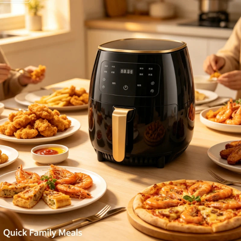 Air Fryer 6L with Touch Screen, Oil-Free Healthy Cooking for Chicken Wings Fries Nuts Cake with Timer and Keep Warm Function