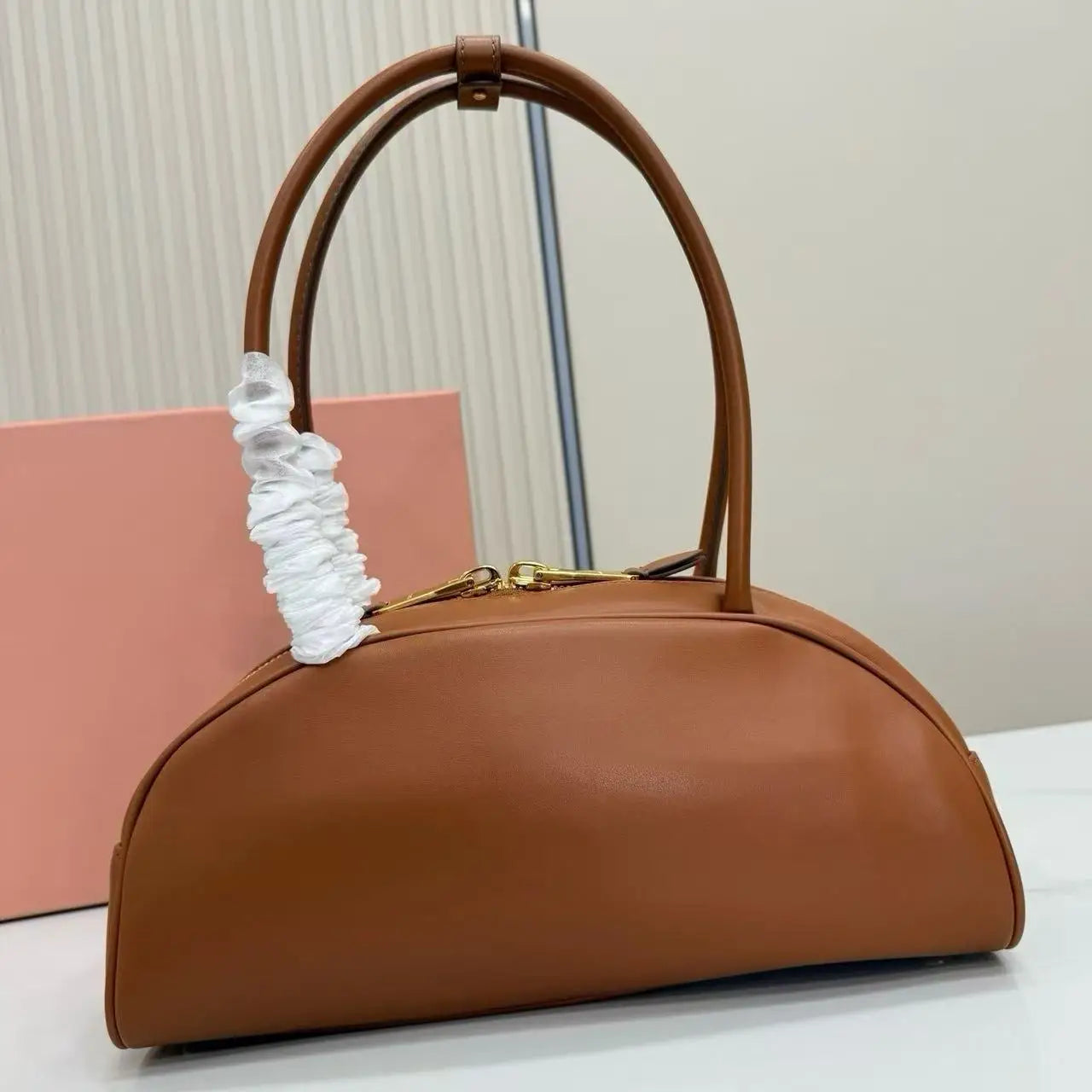 High end genuine leather women's handbag luxurious top cowhide armpit bag soft and soft large capacity shoulder bag bowling bag